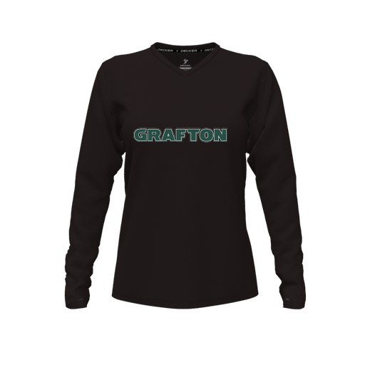 [CUS-DFW-TEES-PER-VNK-LSL-BLK-FYXS-LOGO1] Performance T-Shirt (Female Youth XS, Black, V Neck, Logo 1, Long Sleeve)