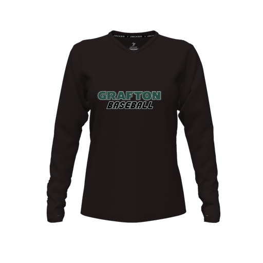 [FTLVPTBK-FYXS-LOGO3] Decker Performance T-Shirt (Female Youth XS, Black, V Neck, Logo 3, Long Sleeve)